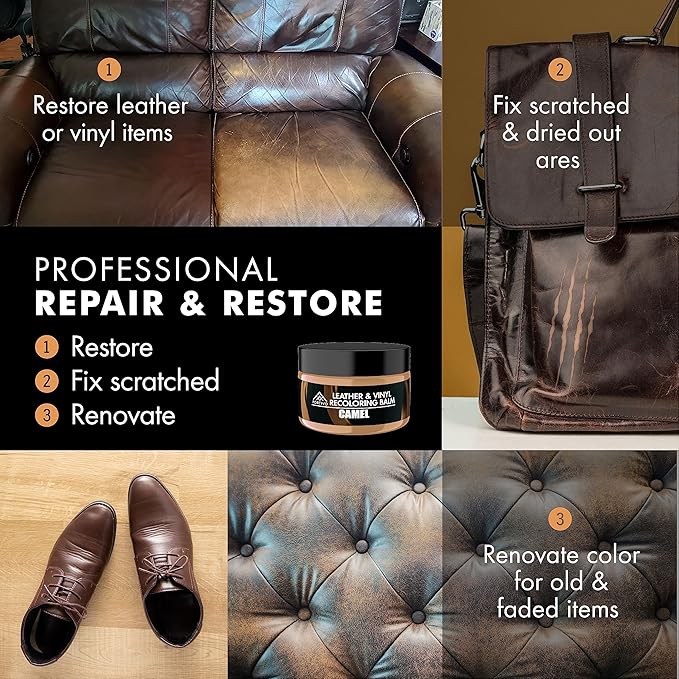 Leather Recoloring Balm, Color Restorer, Scratch Remover, Couch Paint and Repair, Leather Balm for Couches