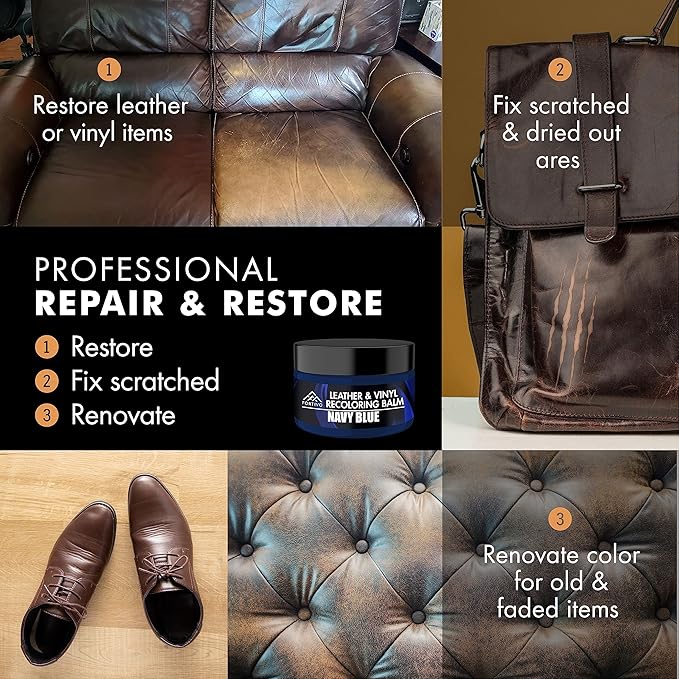 Leather Recoloring Balm, Color Restorer, Scratch Remover, Couch Paint and Repair, Leather Balm for Couches