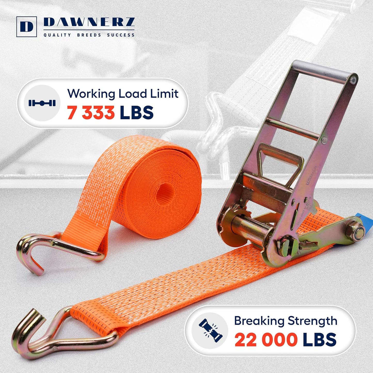 Ratchet Straps with Double J Hook 4 inch X 40 ft - Heavy Duty Ratchet Straps 22000 Lb Breaking Strength - Cargo Tie Downs for Truck and Trailer