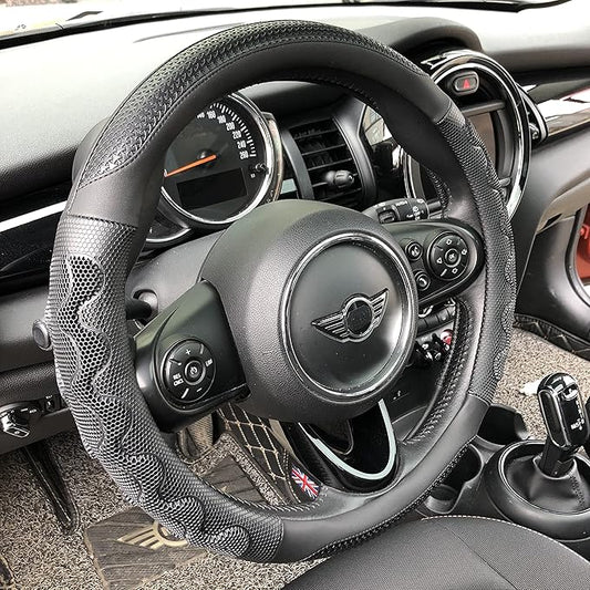 PINCTROT Small Size Steering Wheel Cover Great Grip with 3D Honeycomb Anti-Slip Design, 14 Inch (All Black)